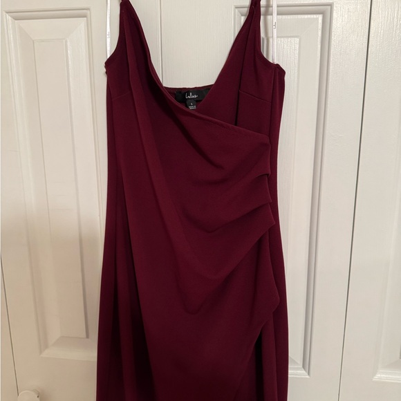 Lulu's Red Ruched Burgundy Maxi Dress - Picture 2 of 6